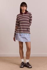Damson Madder noah cinch layered rugby - choc stripe