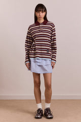 Damson Madder noah cinch layered rugby - choc stripe