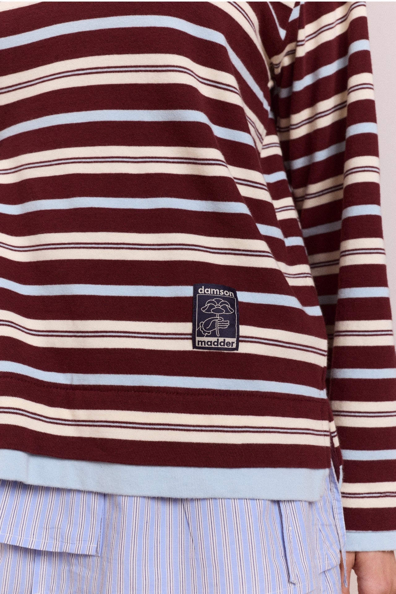 Damson Madder noah cinch layered rugby - choc stripe