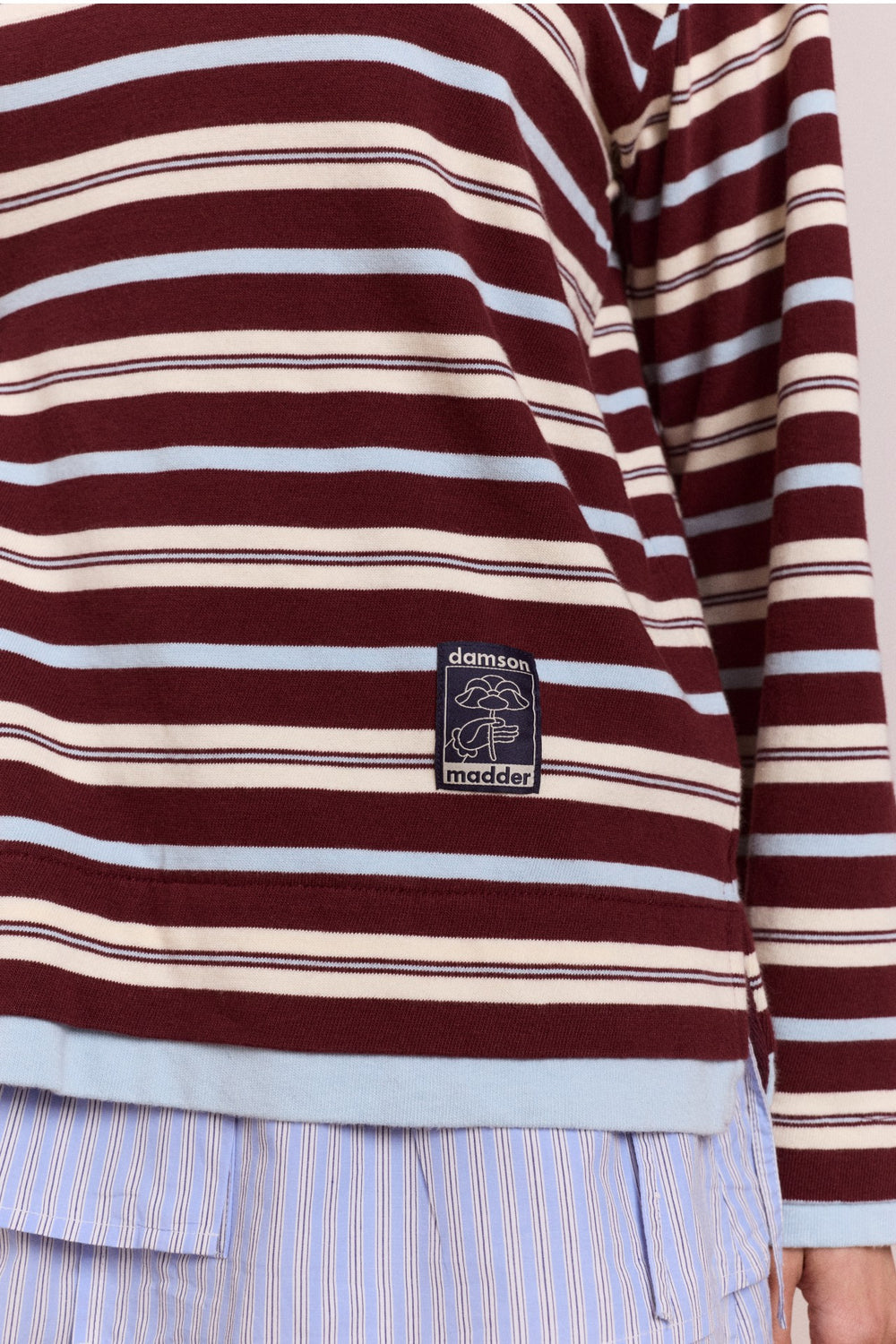Damson Madder noah cinch layered rugby - choc stripe