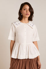 Damson Madder cyrus eyelet blouse - white