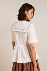 Damson Madder cyrus eyelet blouse - white
