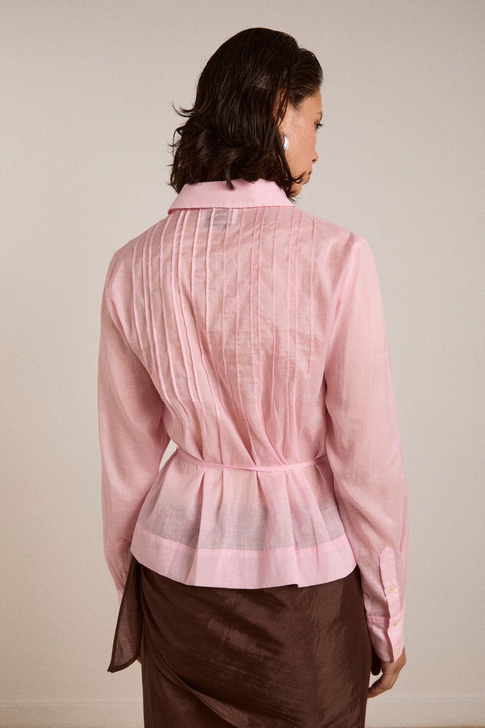 Damson Madder wendy long sleeve sheer blouse - pale pink