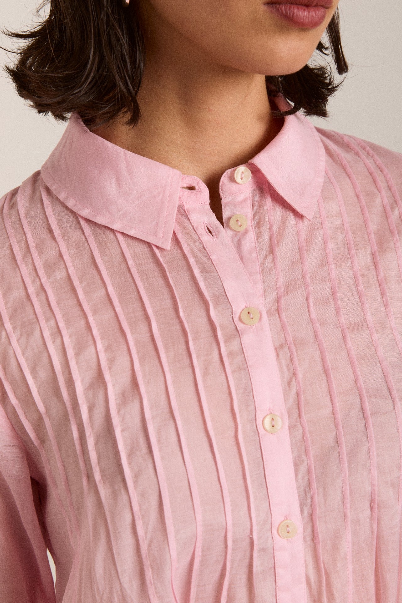 Damson Madder wendy long sleeve sheer blouse - pale pink