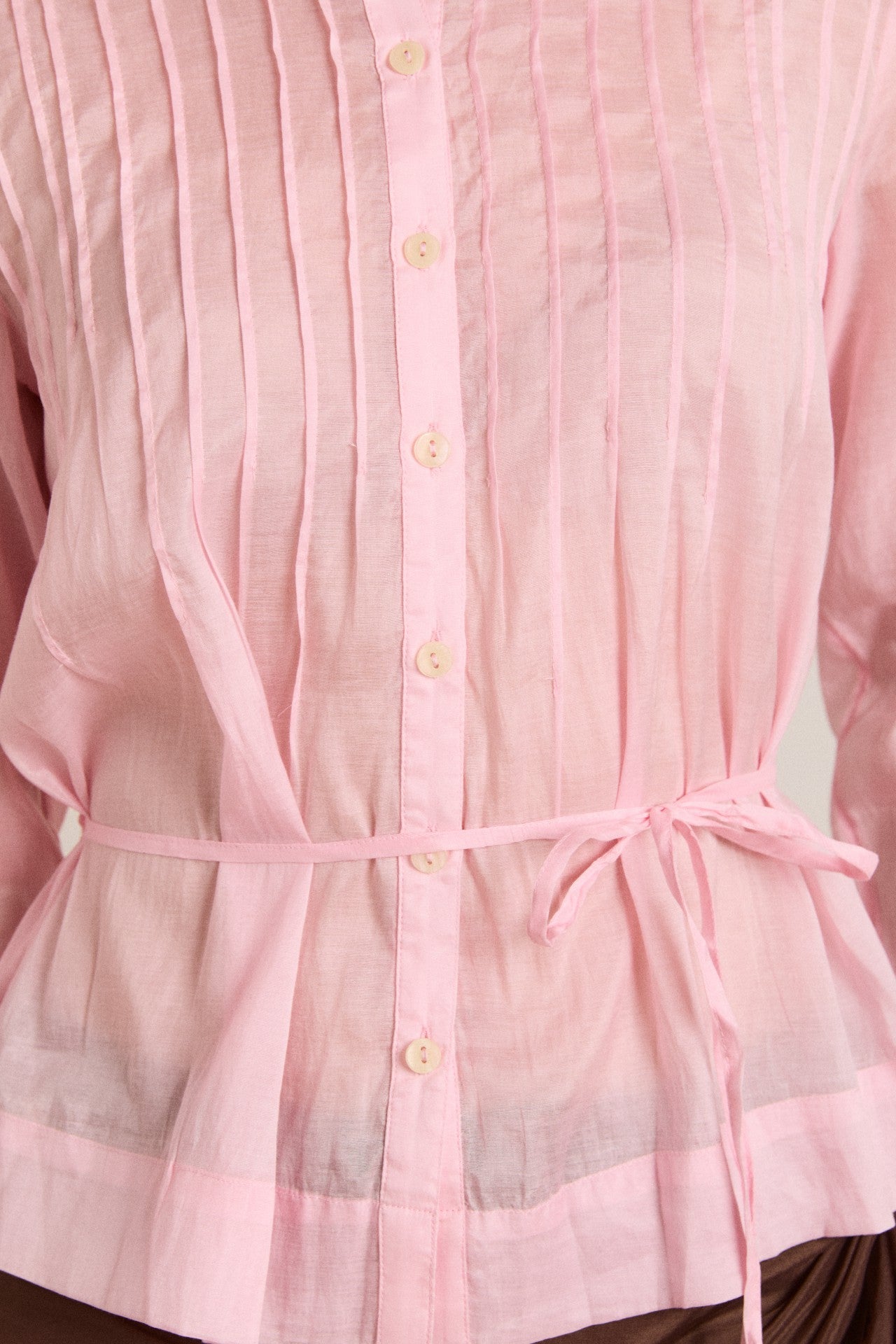 Damson Madder wendy long sleeve sheer blouse - pale pink