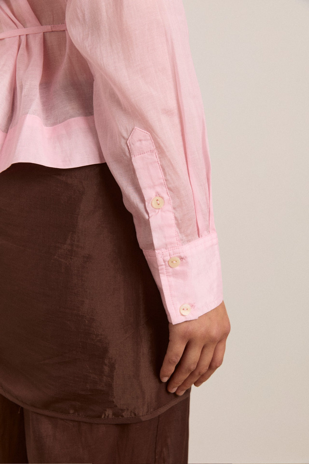 Damson Madder wendy long sleeve sheer blouse - pale pink