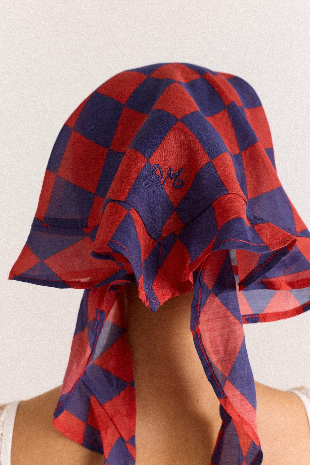 Damson Madder frill edge headscarf - harlequin