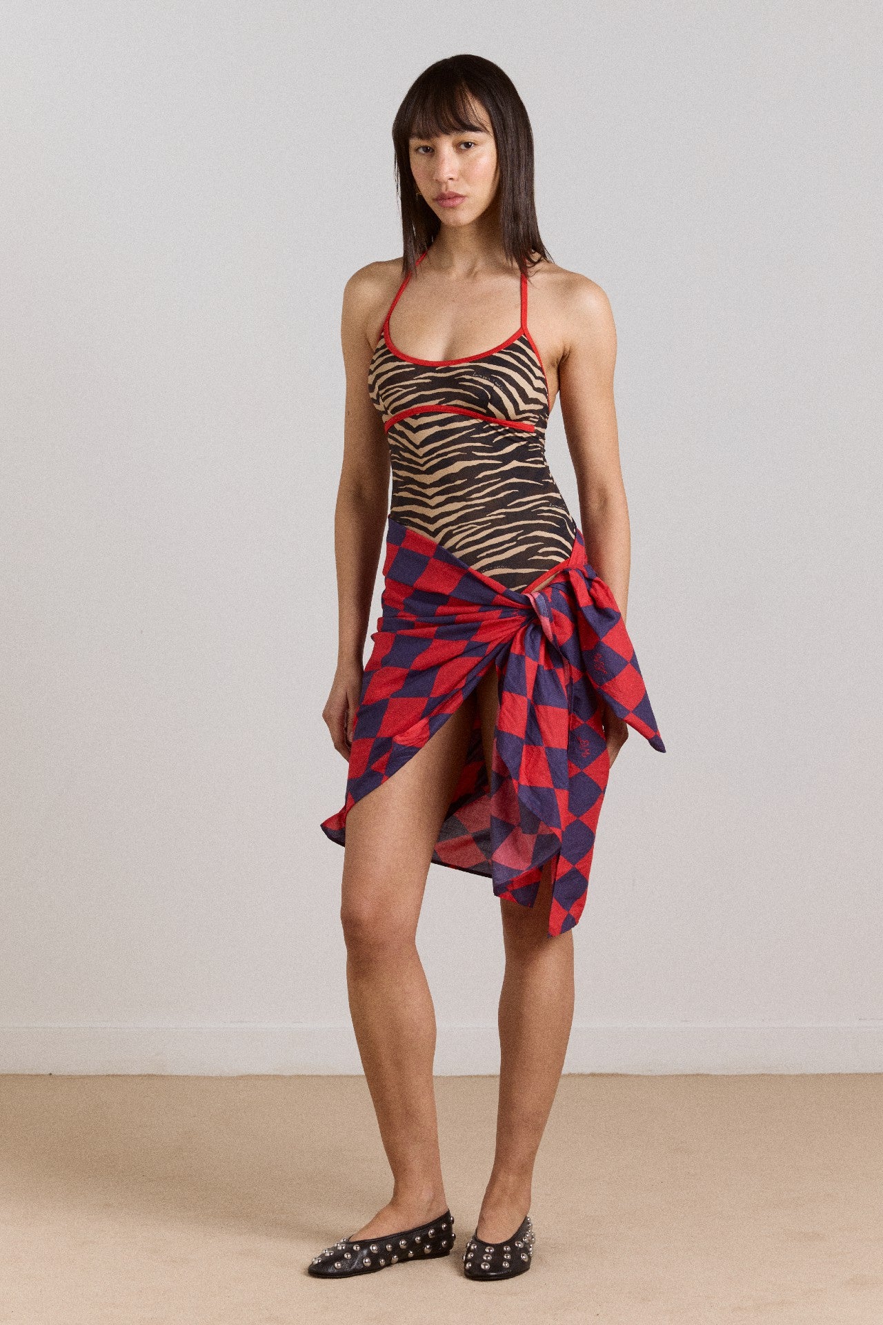 Damson Madder sarong - harlequin print