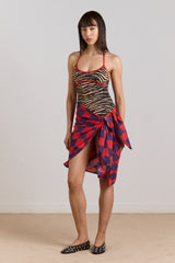 Damson Madder sarong - harlequin print