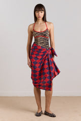 Damson Madder sarong - harlequin print