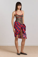 Damson Madder sarong - harlequin print