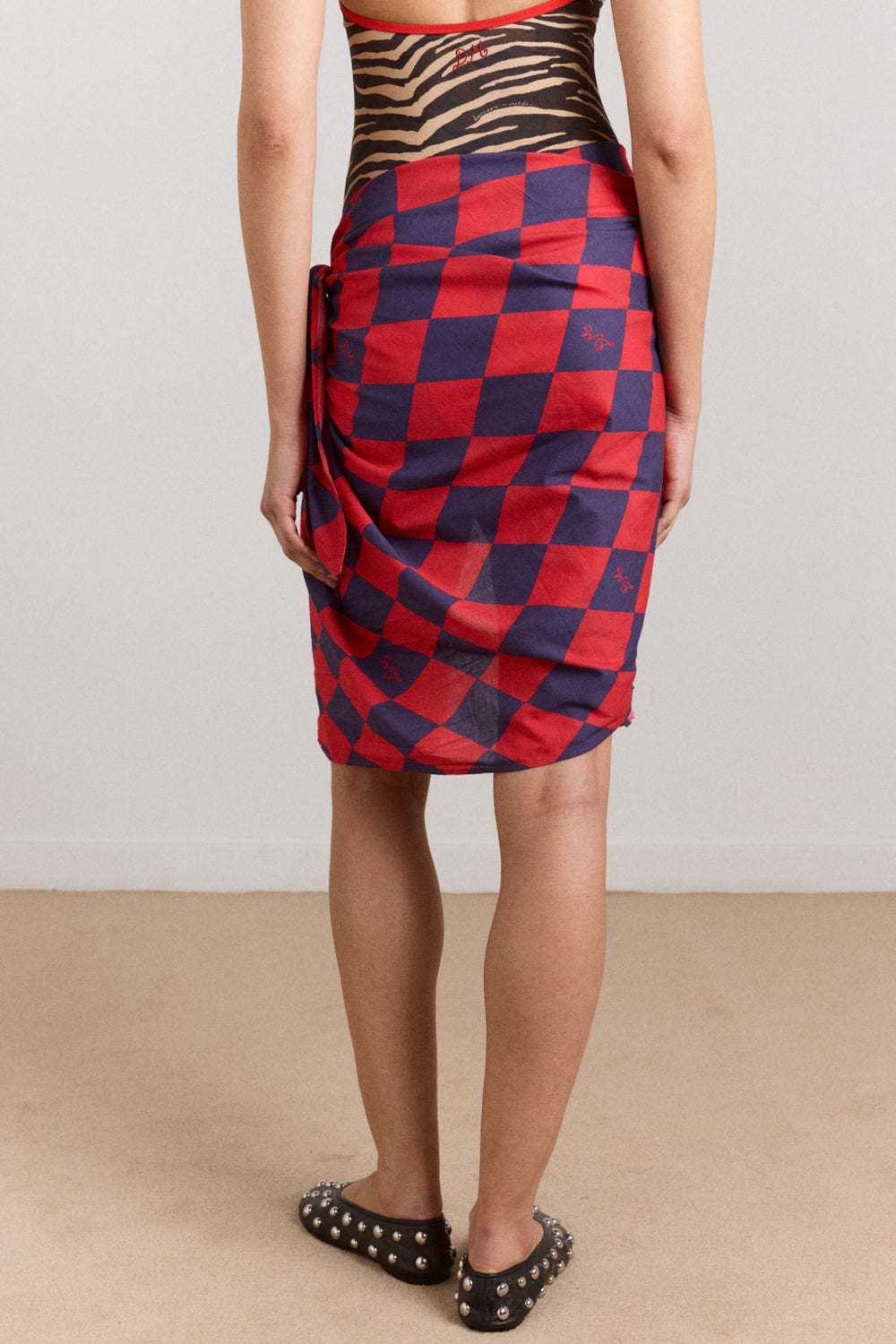 Damson Madder sarong - harlequin print