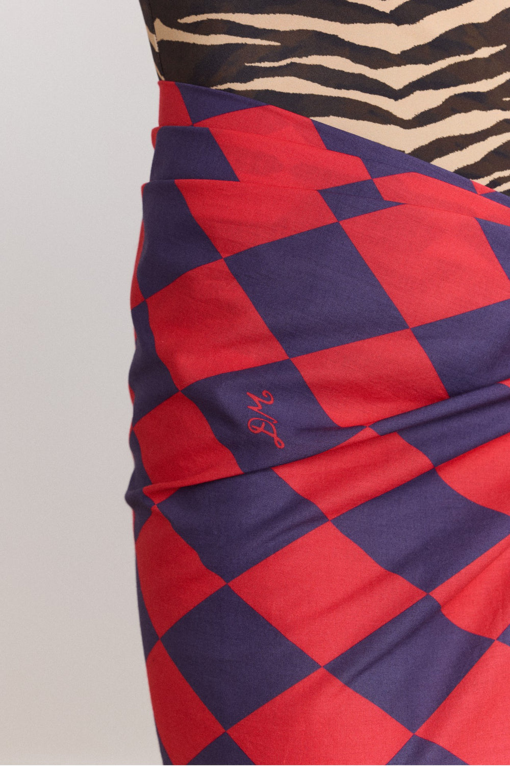 Damson Madder sarong - harlequin print