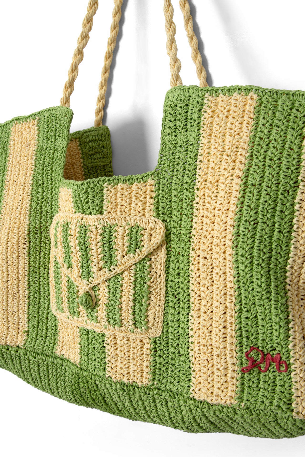 Damson Madder orla oversized raffia beach bag - apple stripe