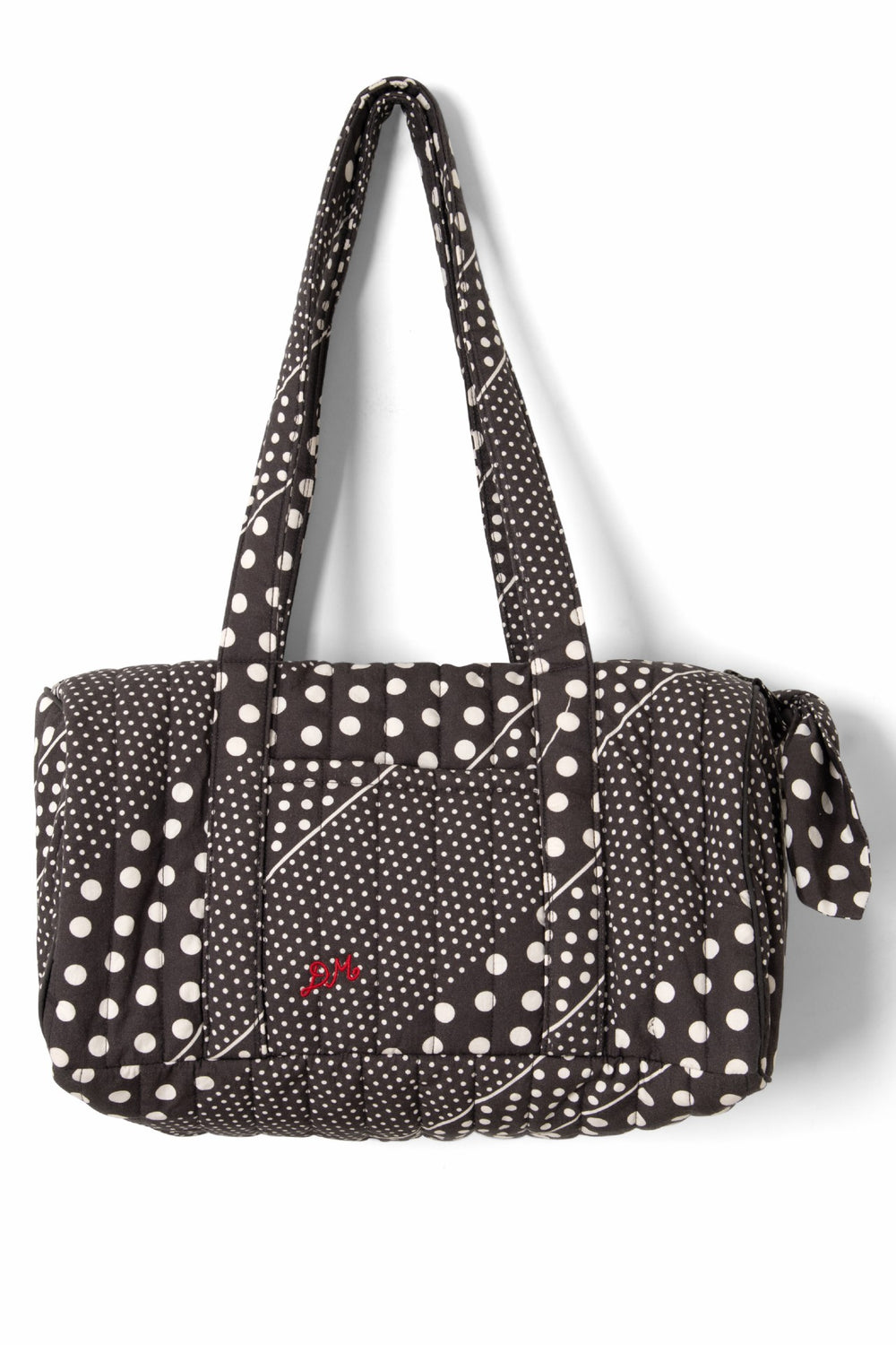 Damson Madder quilted weekender bag - washed black spot stripe print