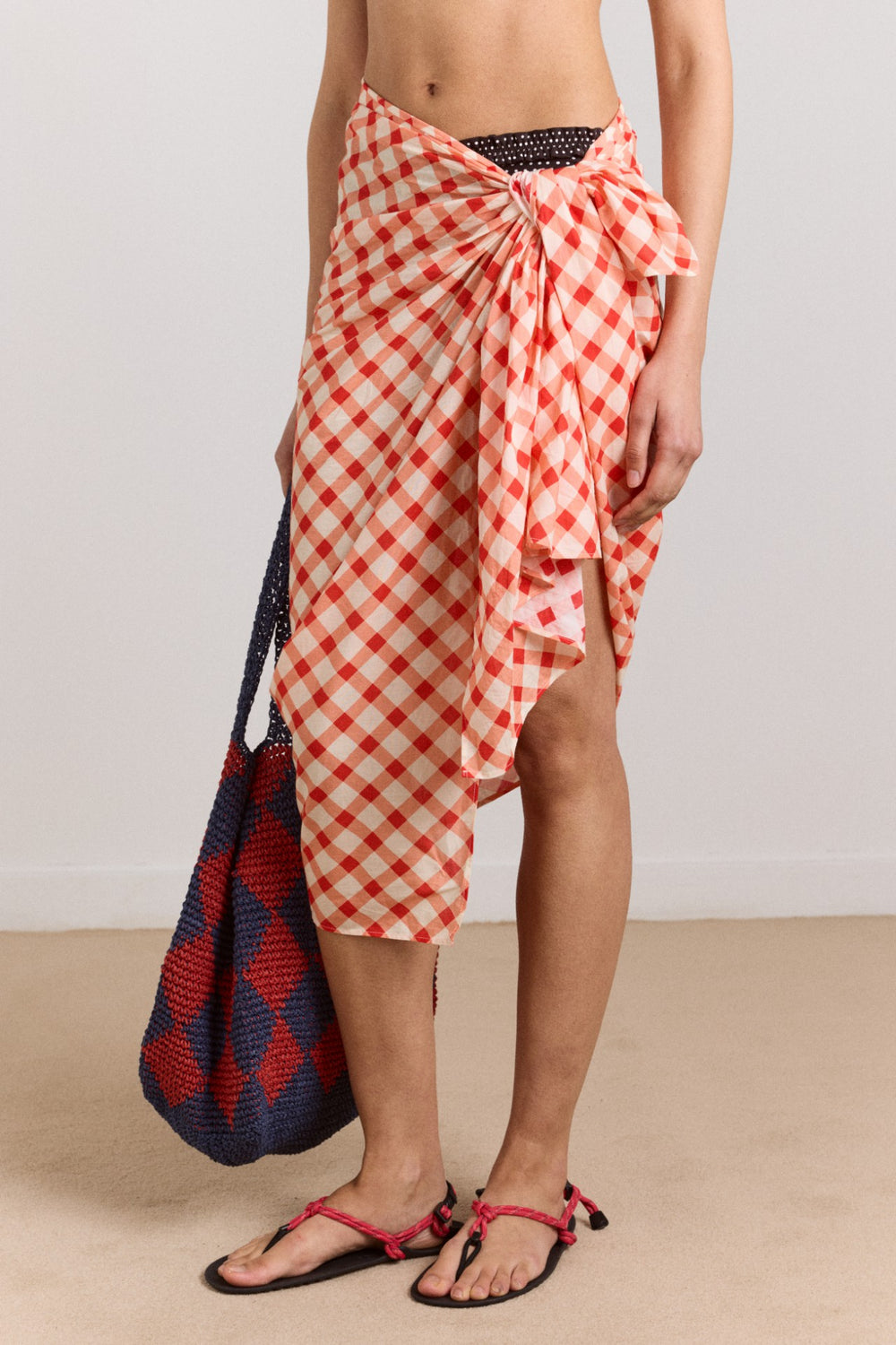 Damson Madder sarong - window pane check