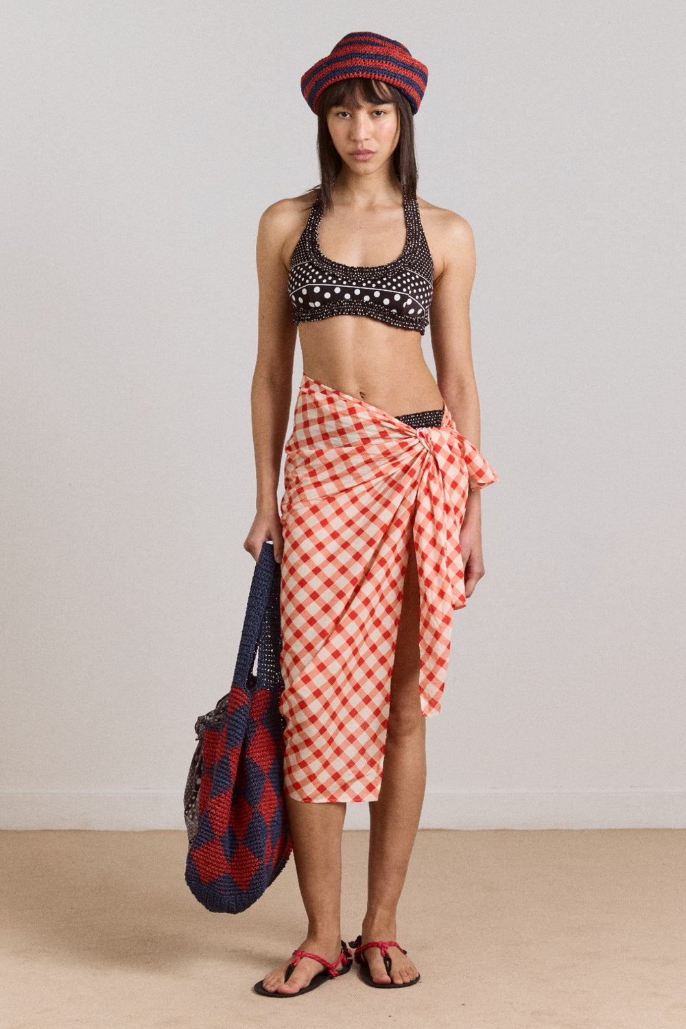 Damson Madder sarong - window pane check