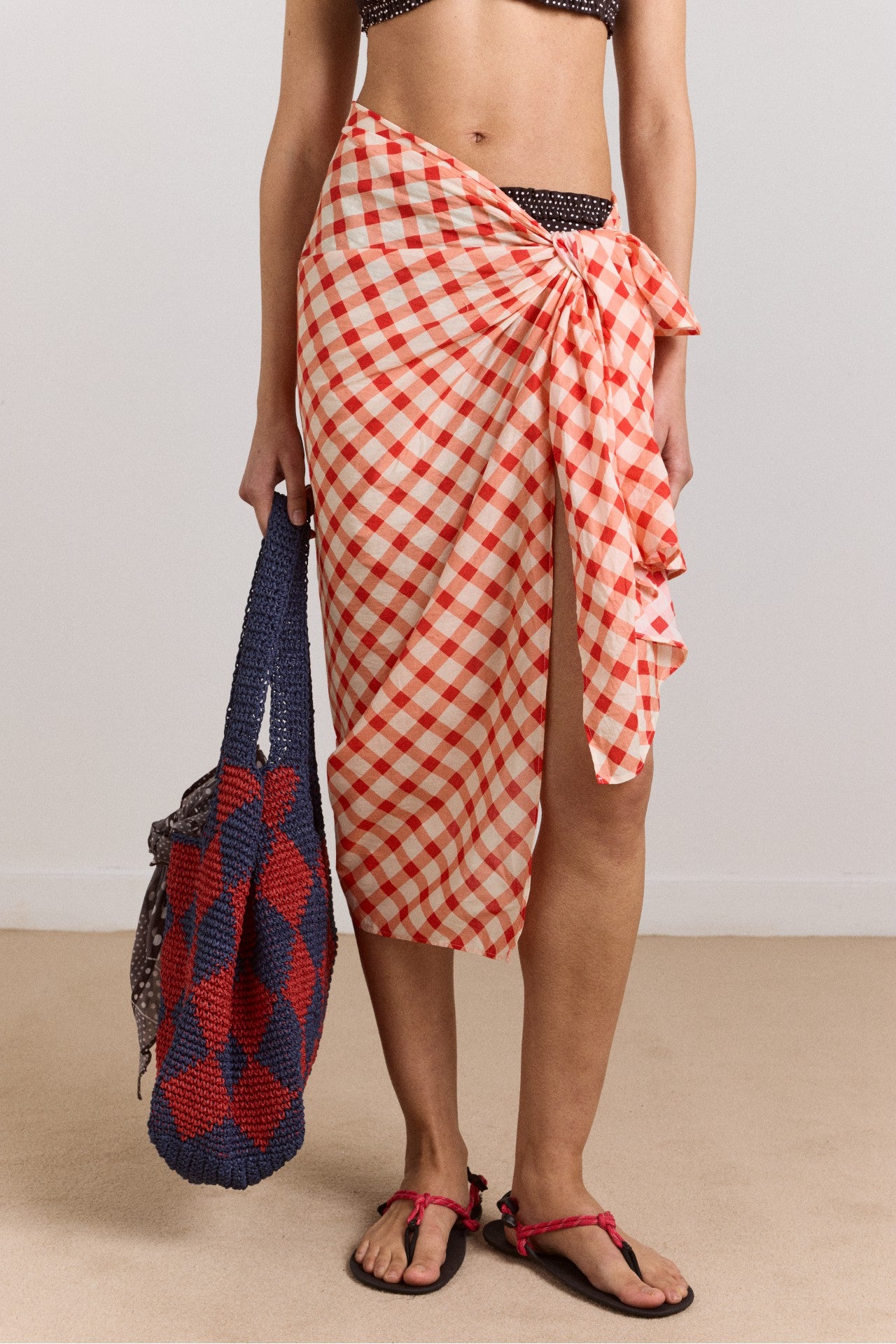 Damson Madder sarong - window pane check