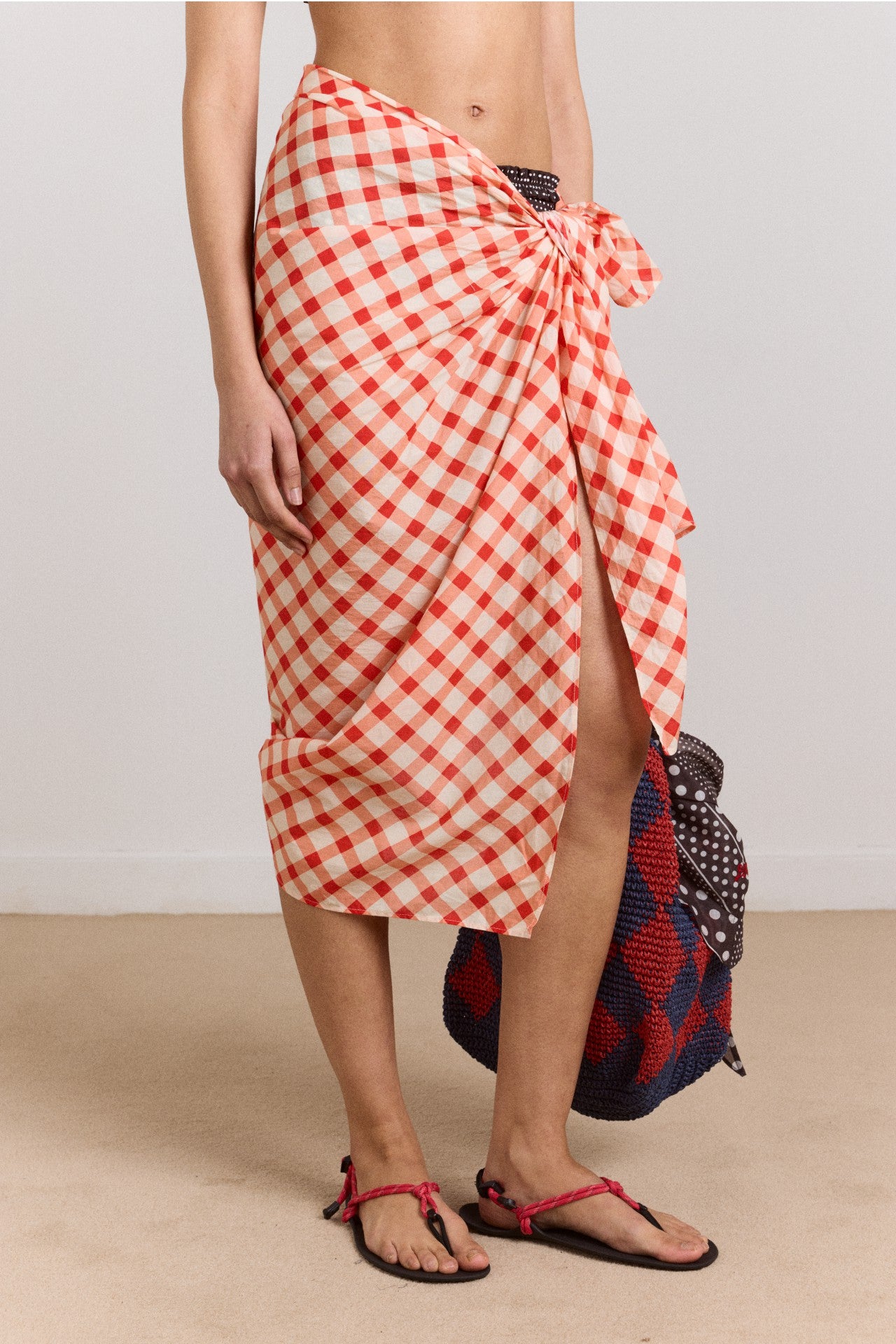 Damson Madder sarong - window pane check