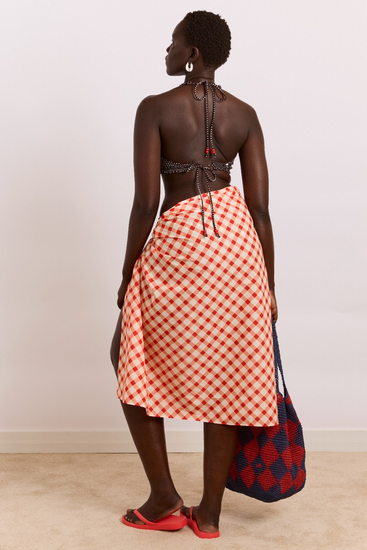 Damson Madder sarong - window pane check