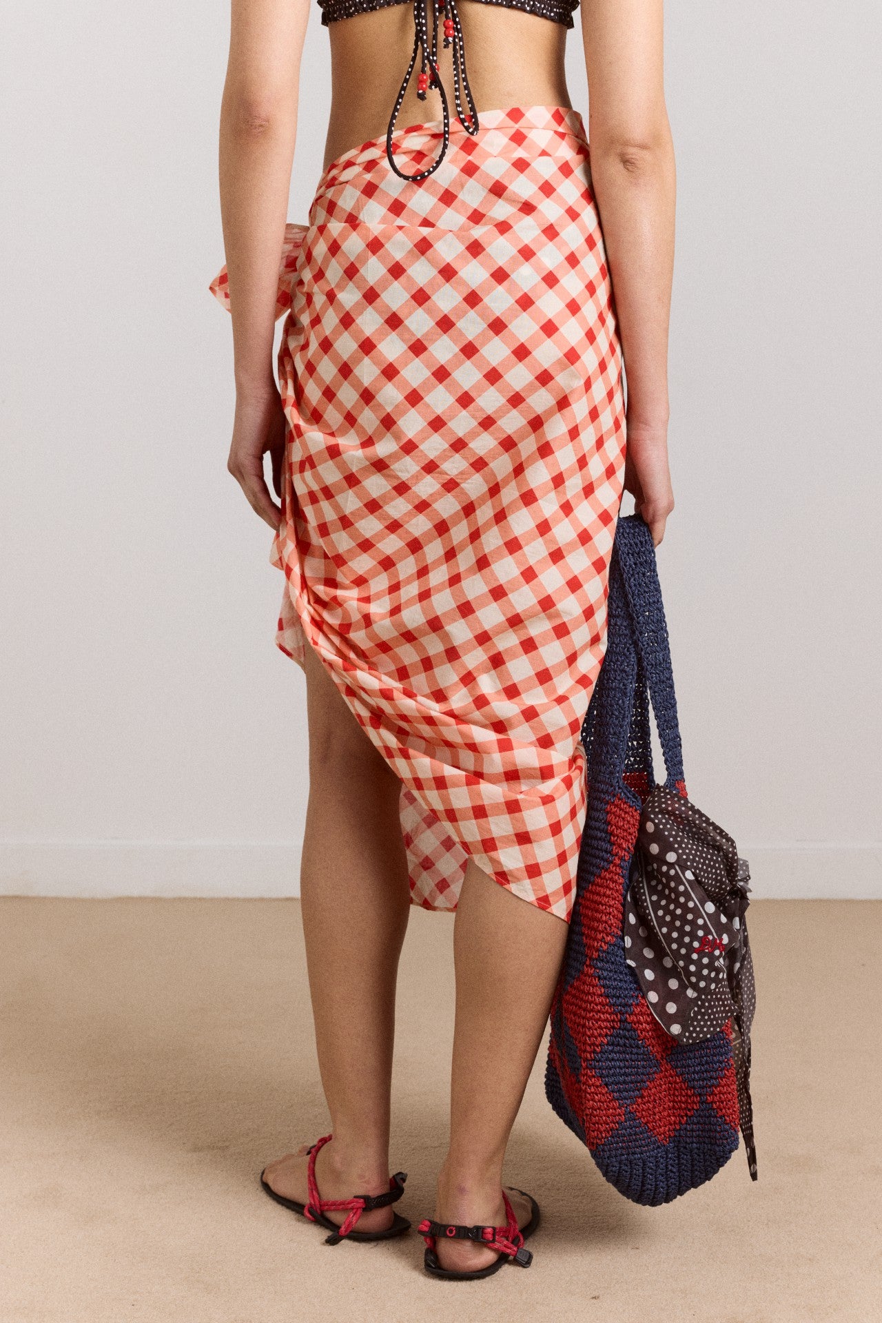 Damson Madder sarong - window pane check
