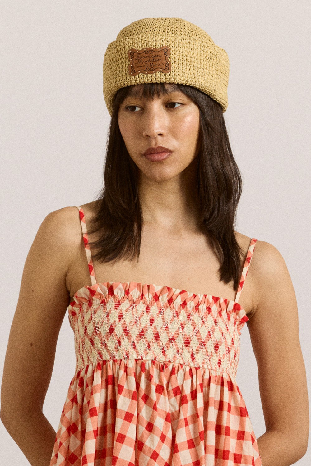 Damson Madder raffia sailor hat - natural