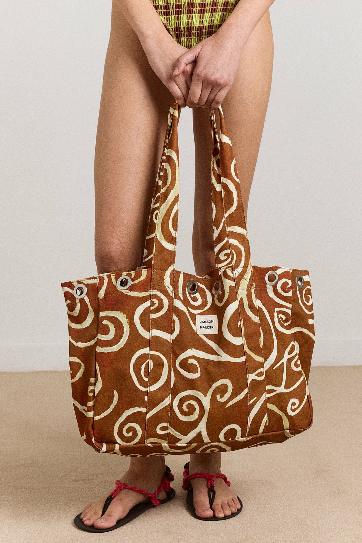 Damson Madder large canvas eyelet tote bag - swirl print