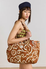 Damson Madder large canvas eyelet tote bag - swirl print