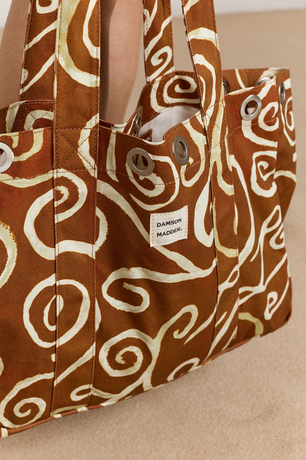 Damson Madder large canvas eyelet tote bag - swirl print