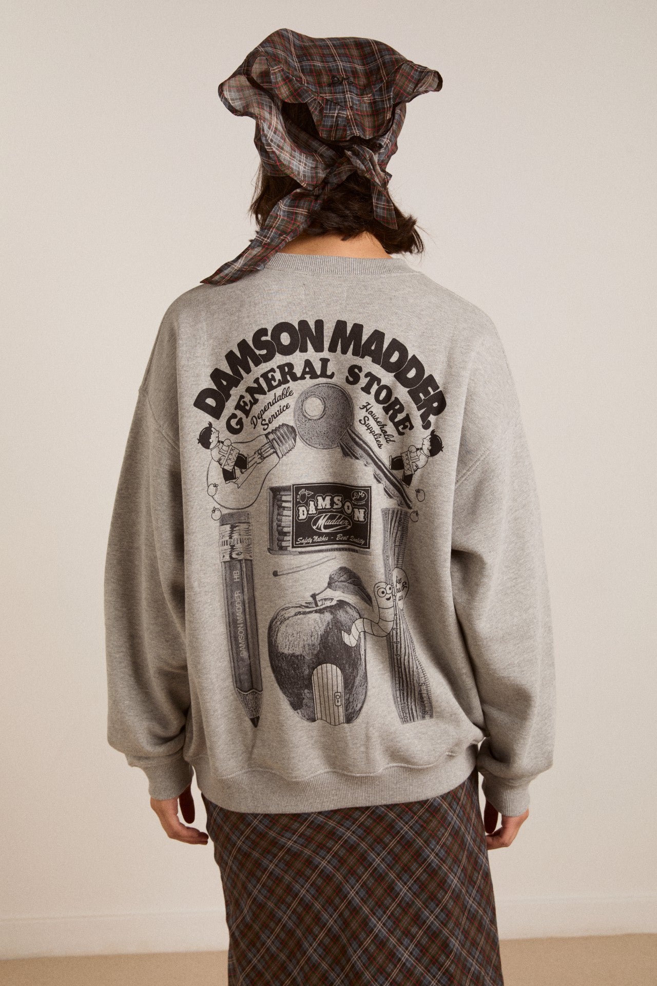 Damson Madder dm general store sweatshirt- grey marl