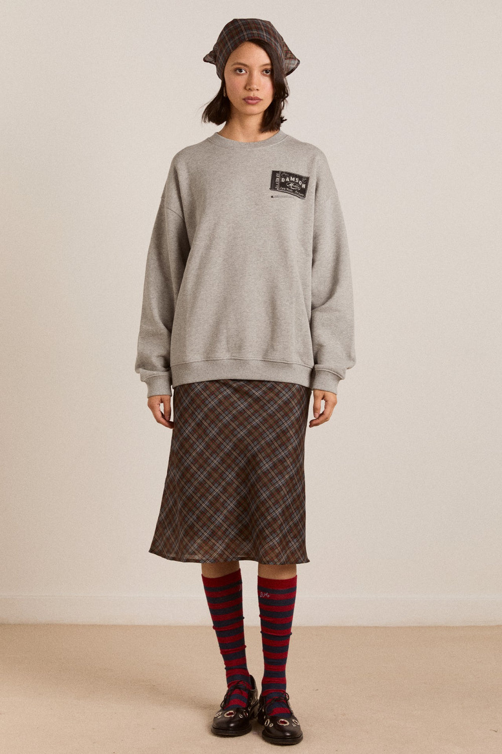 Damson Madder dm general store sweatshirt- grey marl