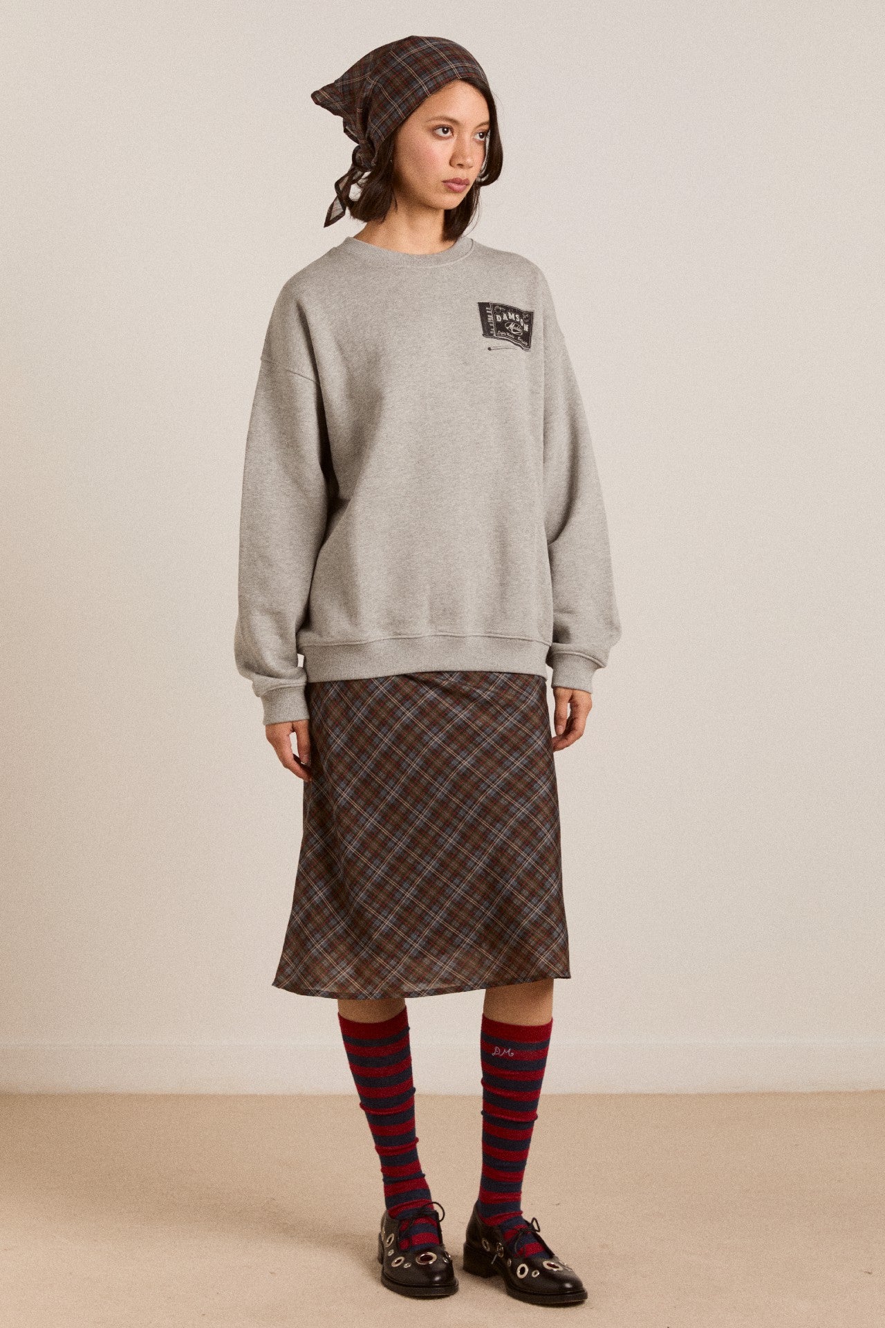 Damson Madder dm general store sweatshirt- grey marl