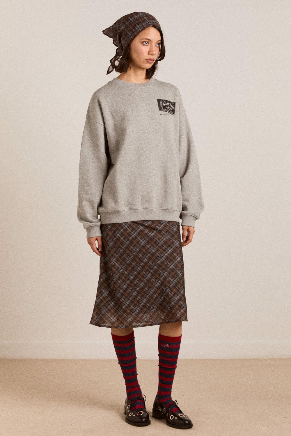 Damson Madder dm general store sweatshirt- grey marl