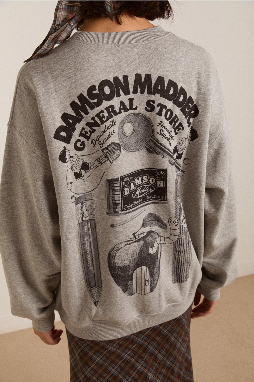 Damson Madder dm general store sweatshirt- grey marl
