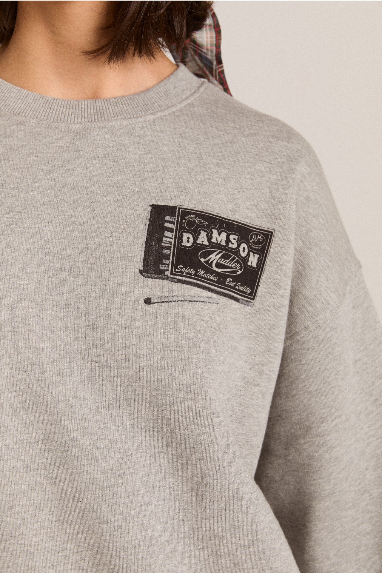 Damson Madder dm general store sweatshirt- grey marl