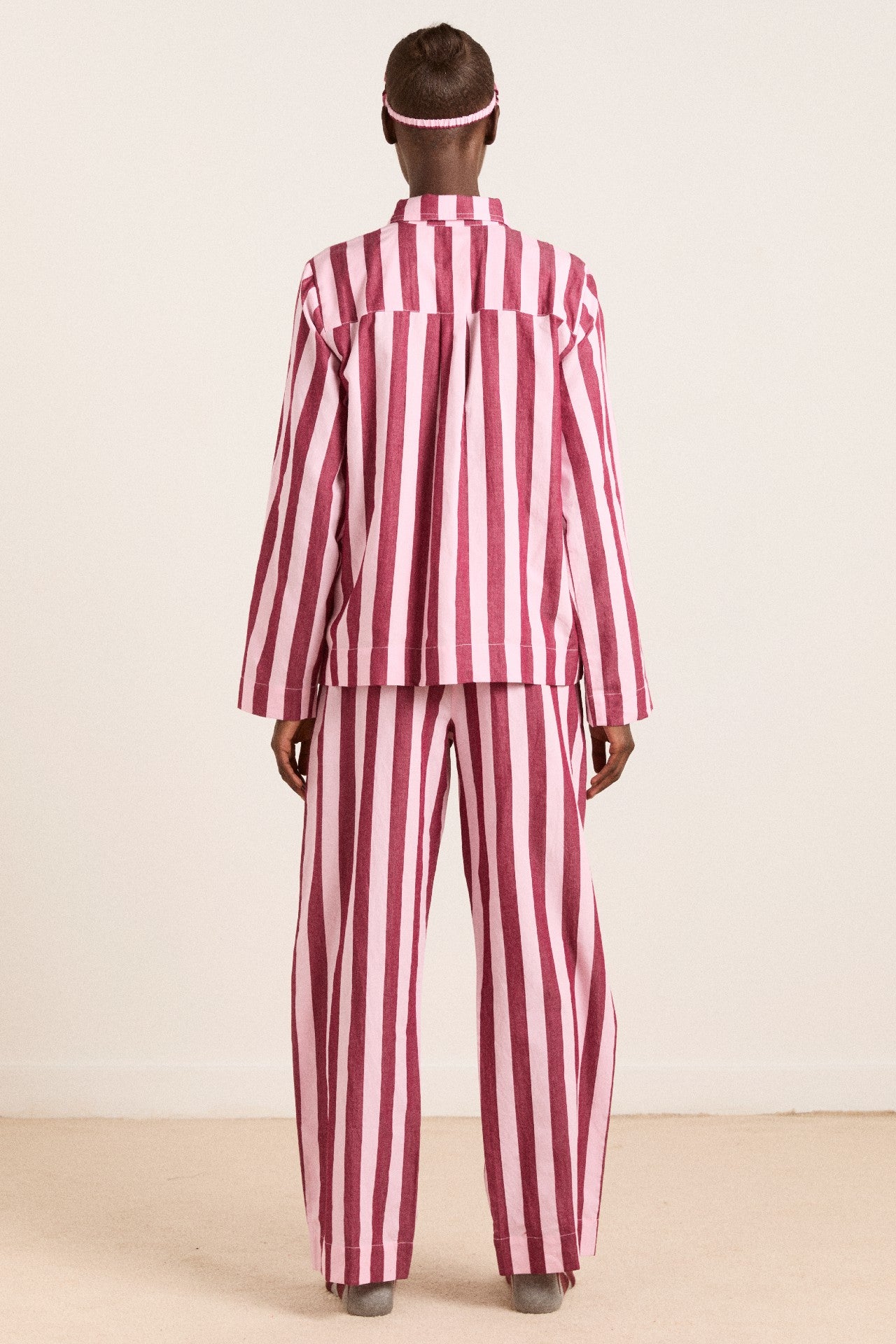 Damson Madder florie pj set - burg/pink wide stripe