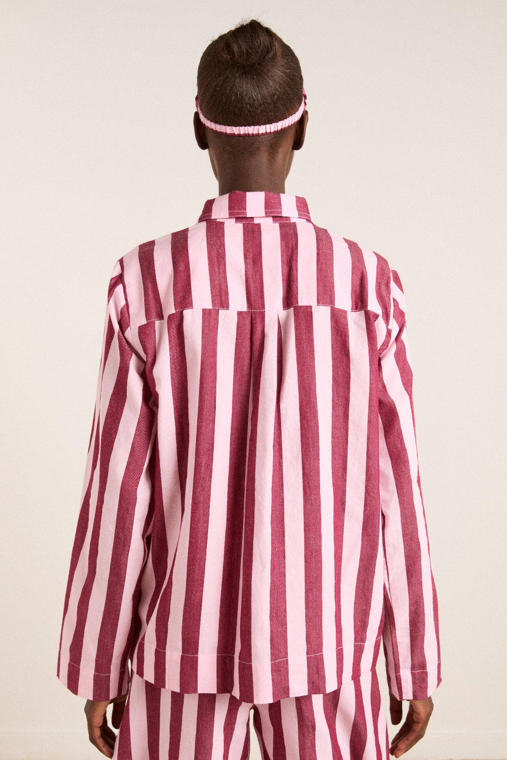 Damson Madder florie pj set - burg/pink wide stripe