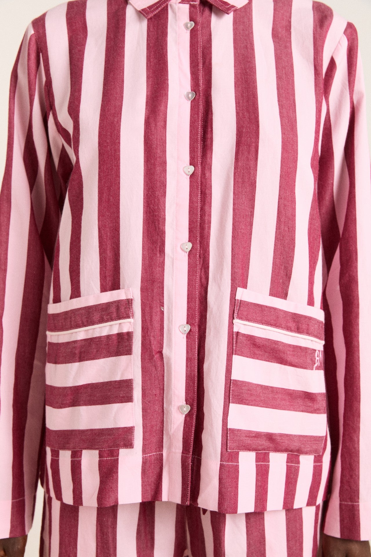 Damson Madder florie pj set - burg/pink wide stripe