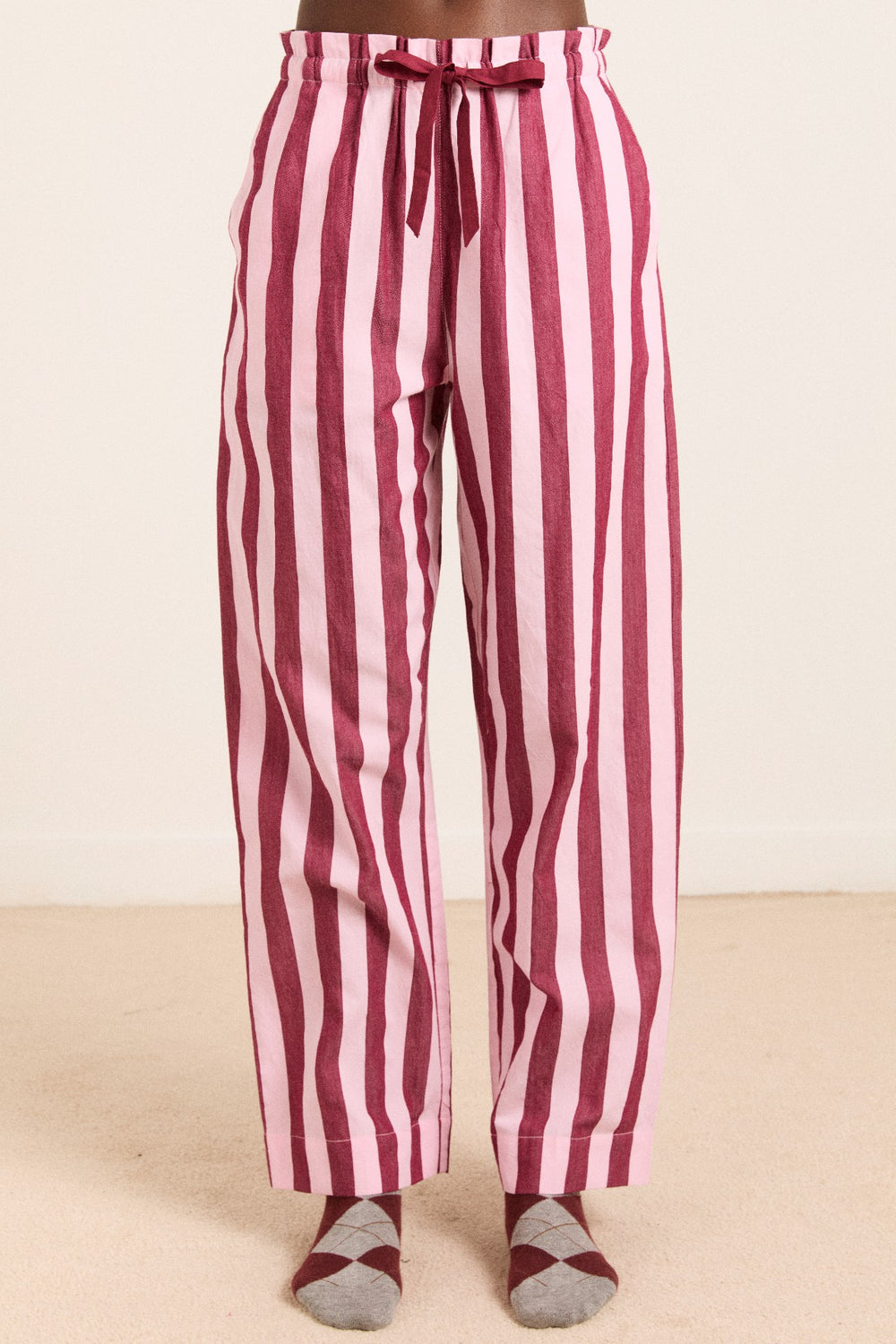 Damson Madder florie pj set - burg/pink wide stripe