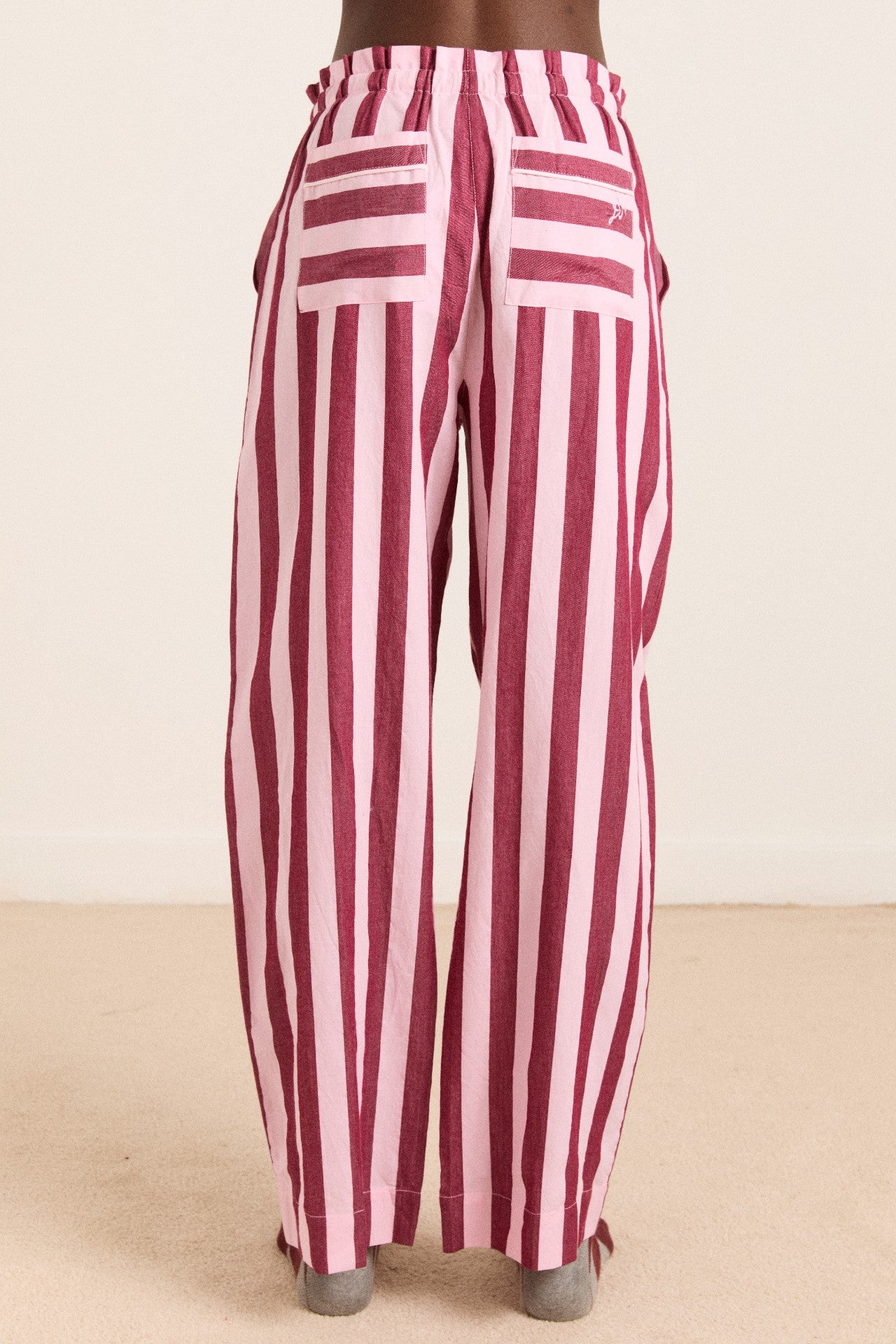 Damson Madder florie pj set - burg/pink wide stripe