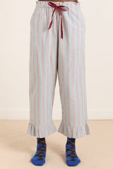 Damson Madder frill florie pj set - blue/burg stripe