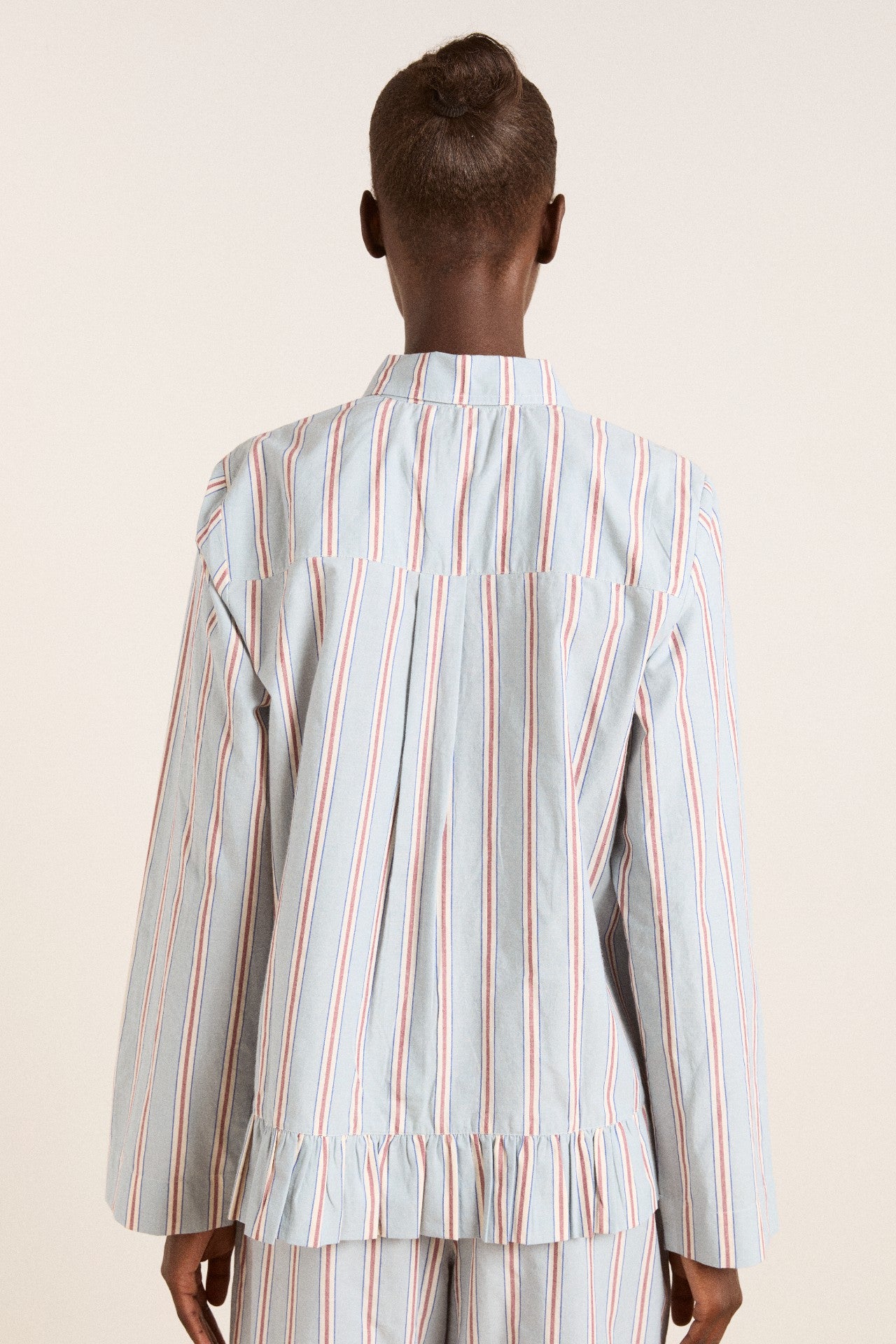 Damson Madder frill florie pj set - blue/burg stripe