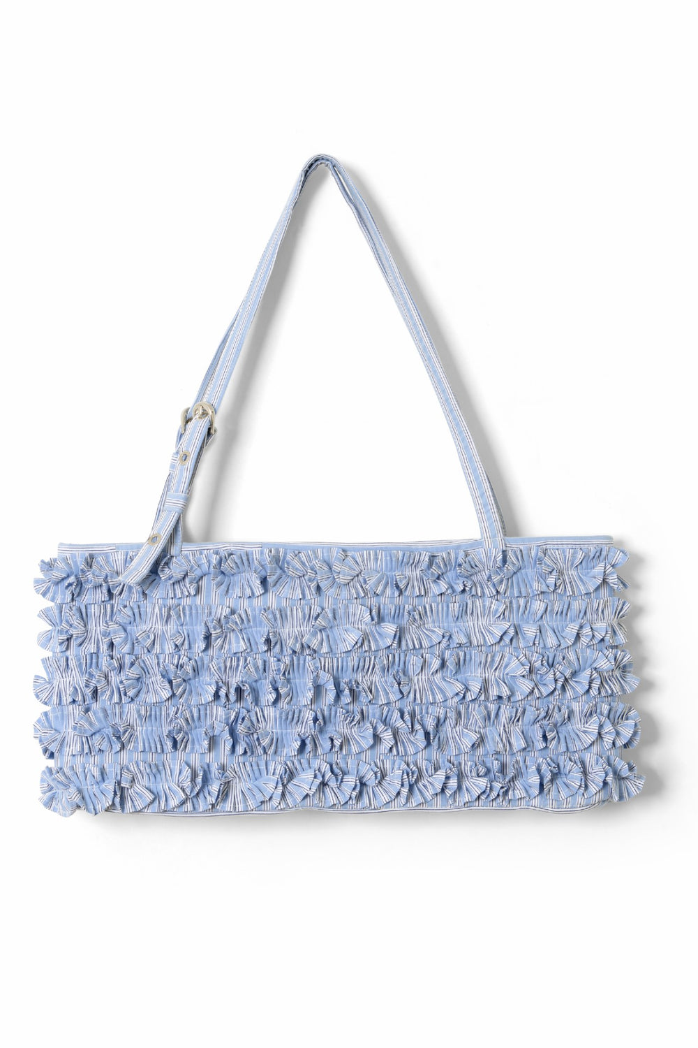 Damson Madder sophia ruffle baguette bag - blue business stripe