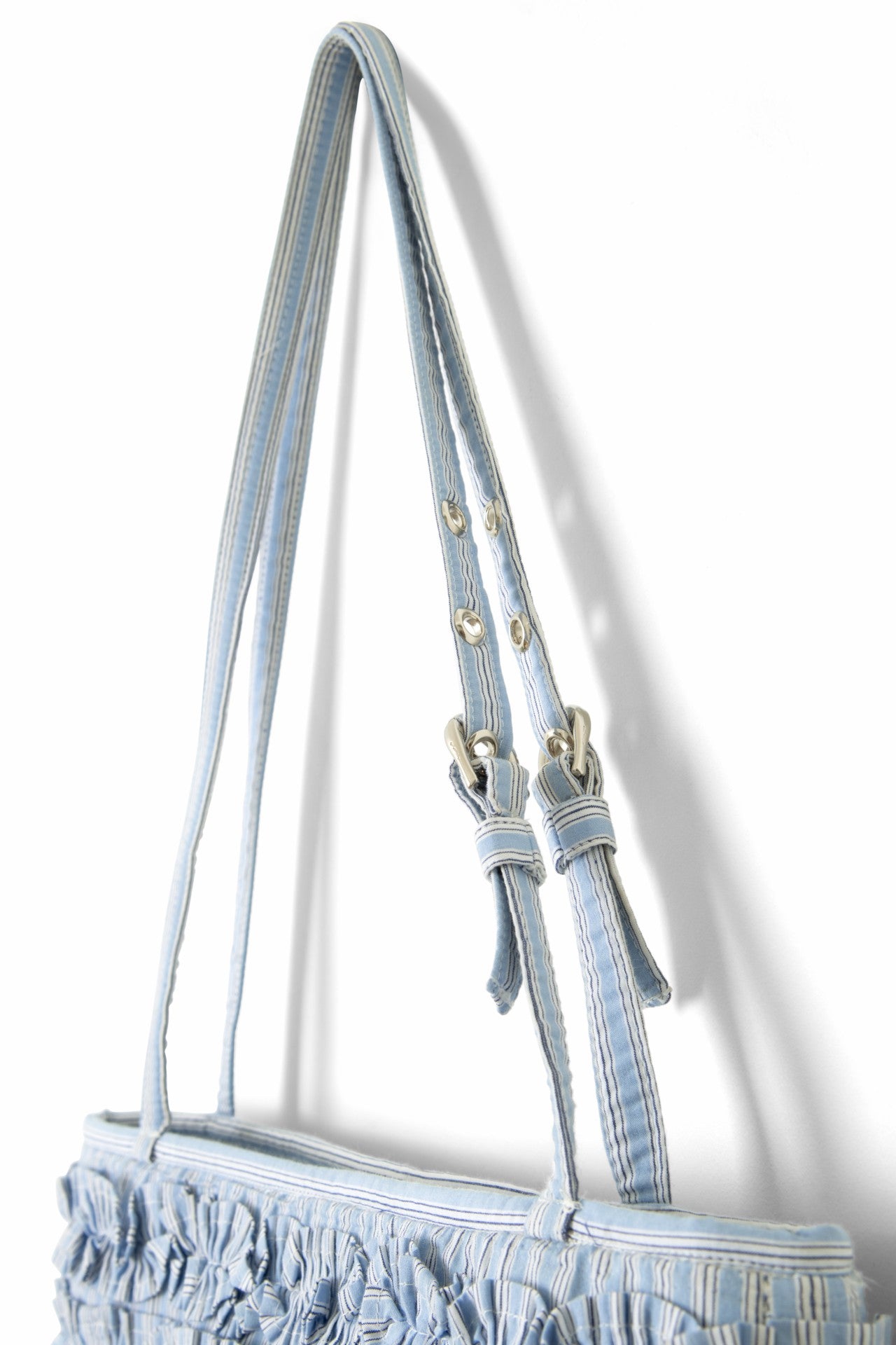 Damson Madder sophia ruffle baguette bag - blue business stripe