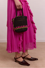 Damson Madder raffia tulip bag