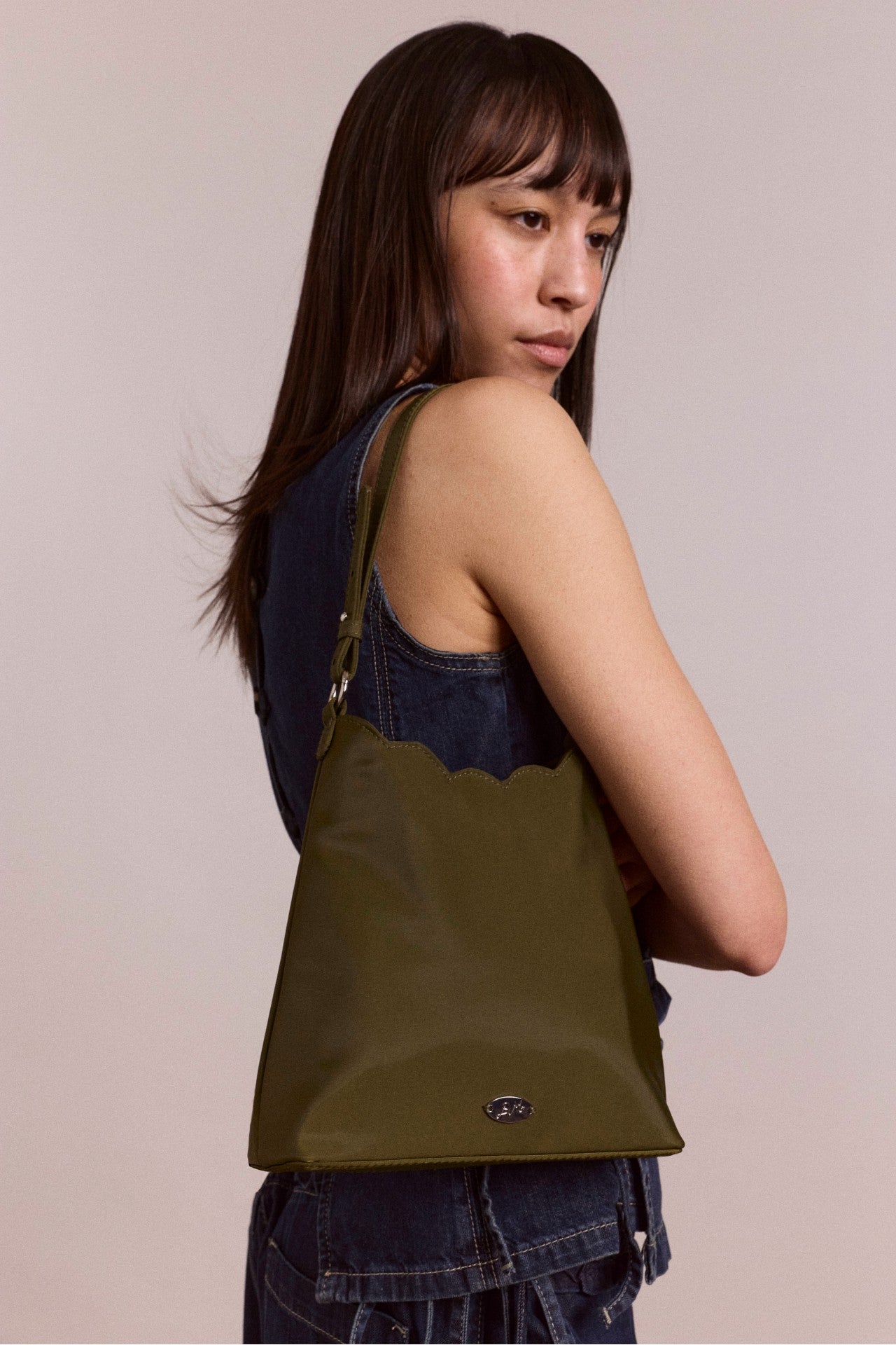 Damson Madder lorelai bag in heavy satin - olive