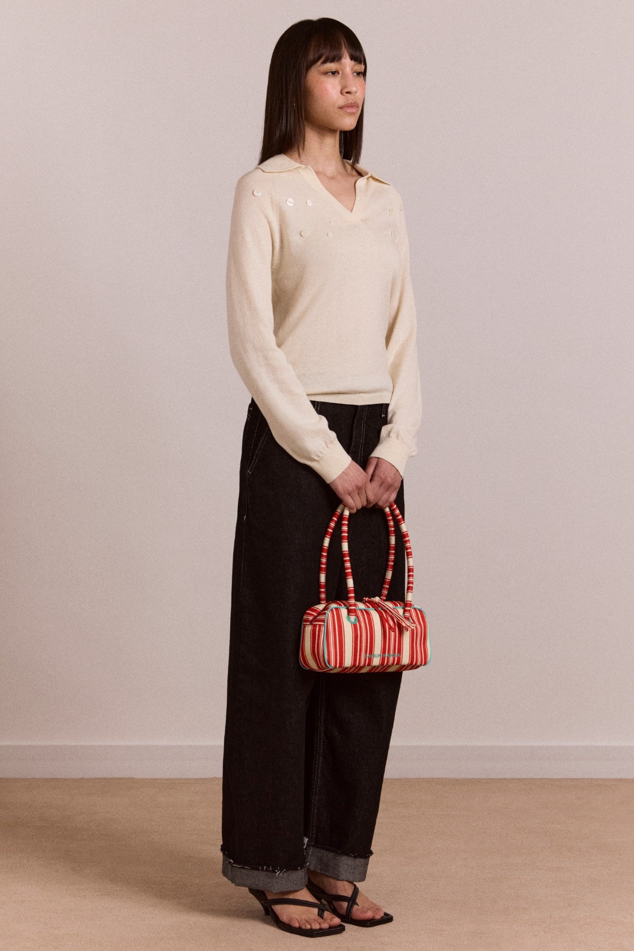 Damson Madder renne bowler bag - cherry deck chair stripe