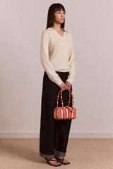 Damson Madder renne bowler bag - cherry deck chair stripe