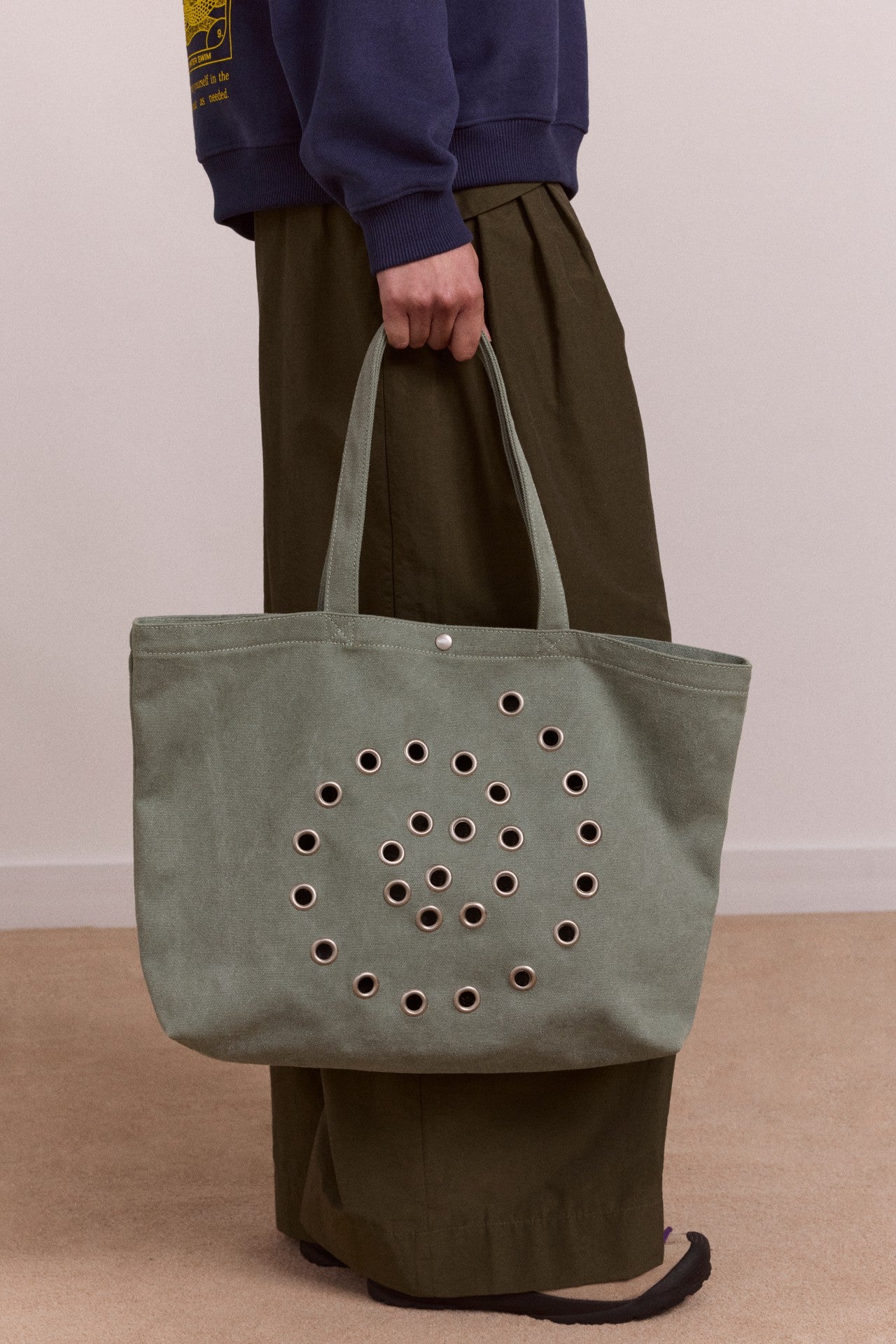 Damson Madder raine swirly eyelet tote bag - mint