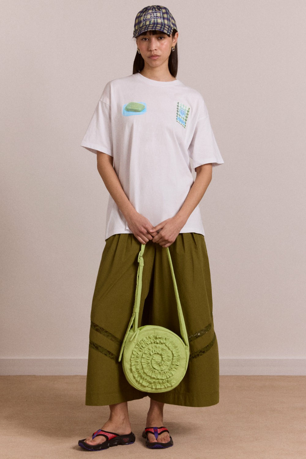 Damson Madder rae circle swirl bag - celery
